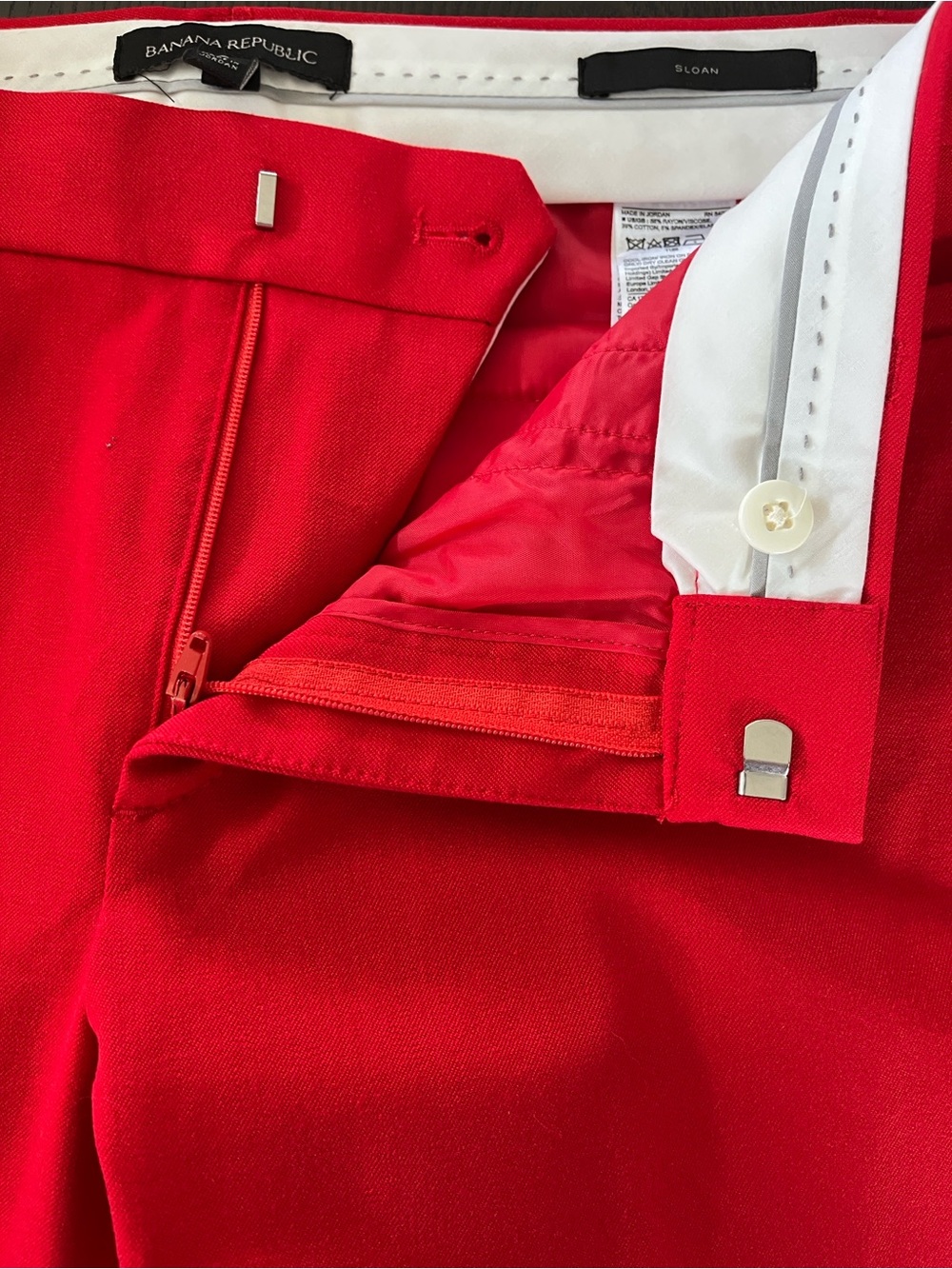 Banana Republic Sloan Red Tailored Straight-Leg Trousers Size 8 - Picture 8 of 13